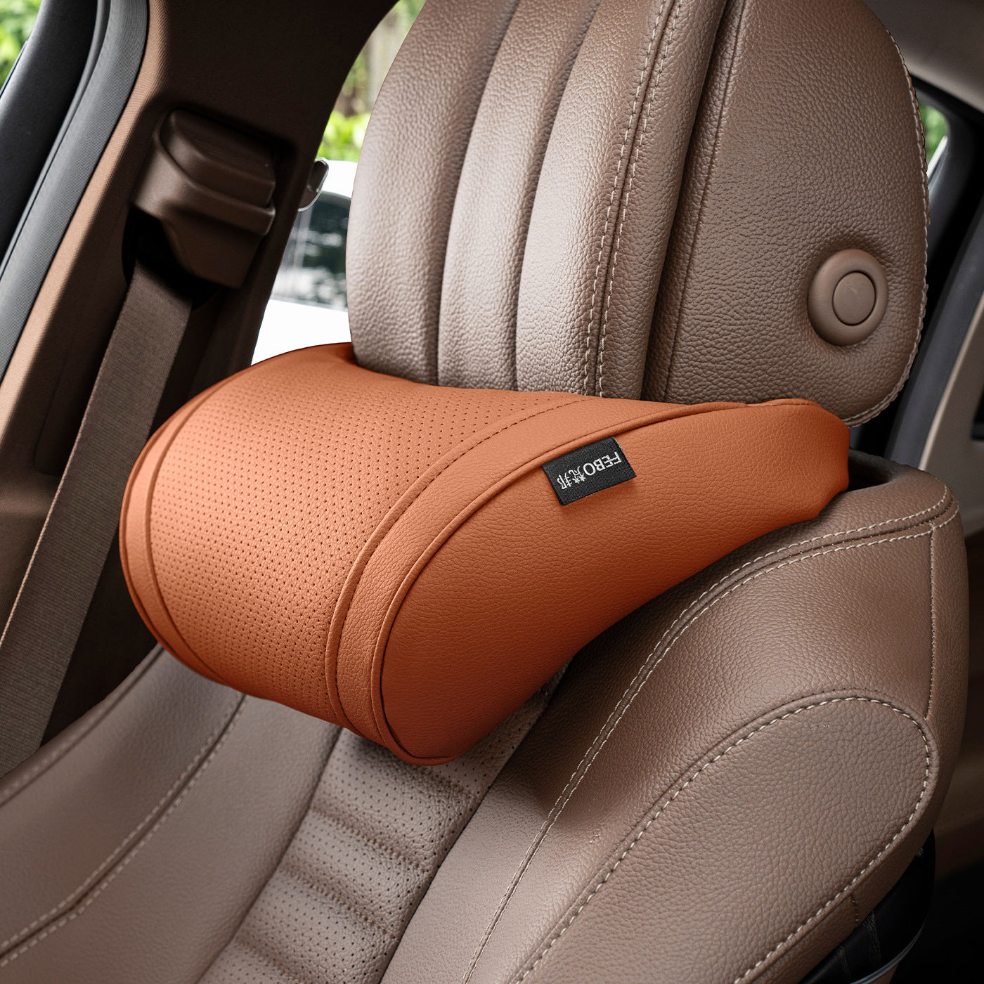 Luxury leather custom car headrest, car neck pillow, car seat lumbar cushion