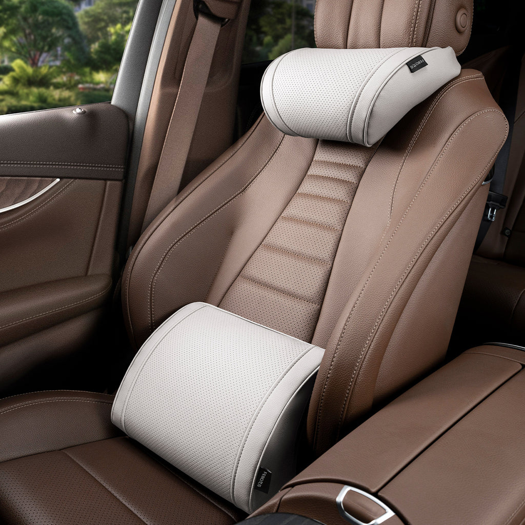 Luxury leather custom car headrest, car neck pillow, car seat lumbar cushion