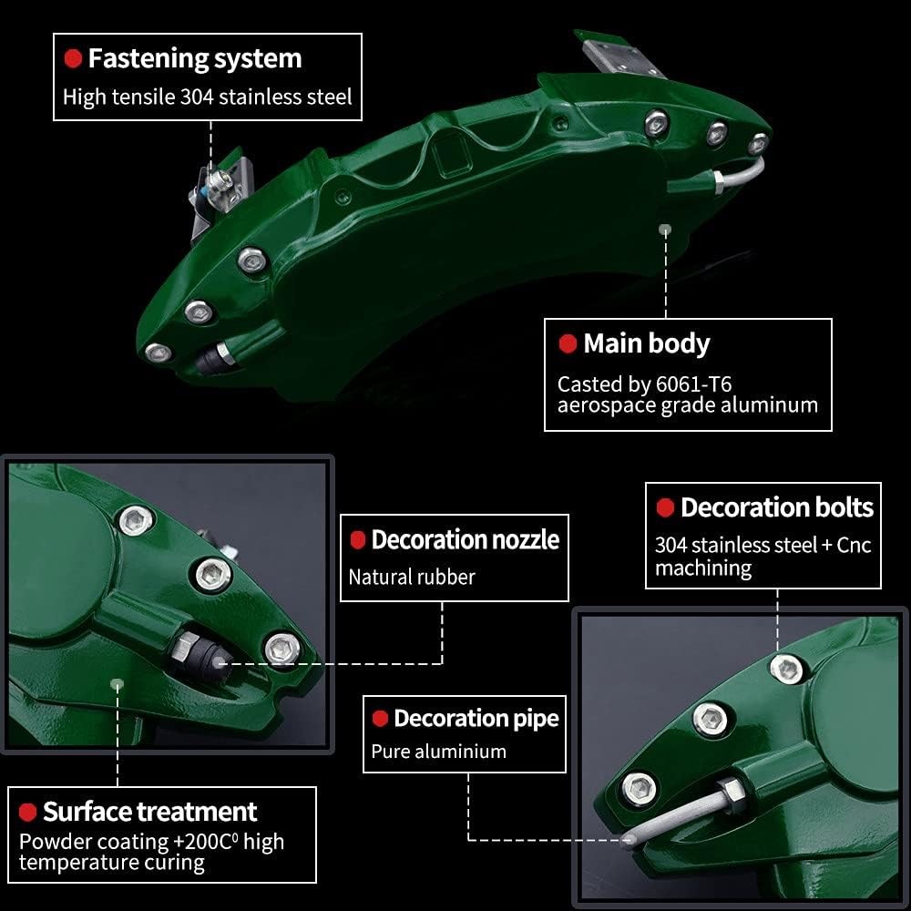 Automobile aluminum alloy caliper cover special car special buckle screw fixed caliper cover (4PCS)