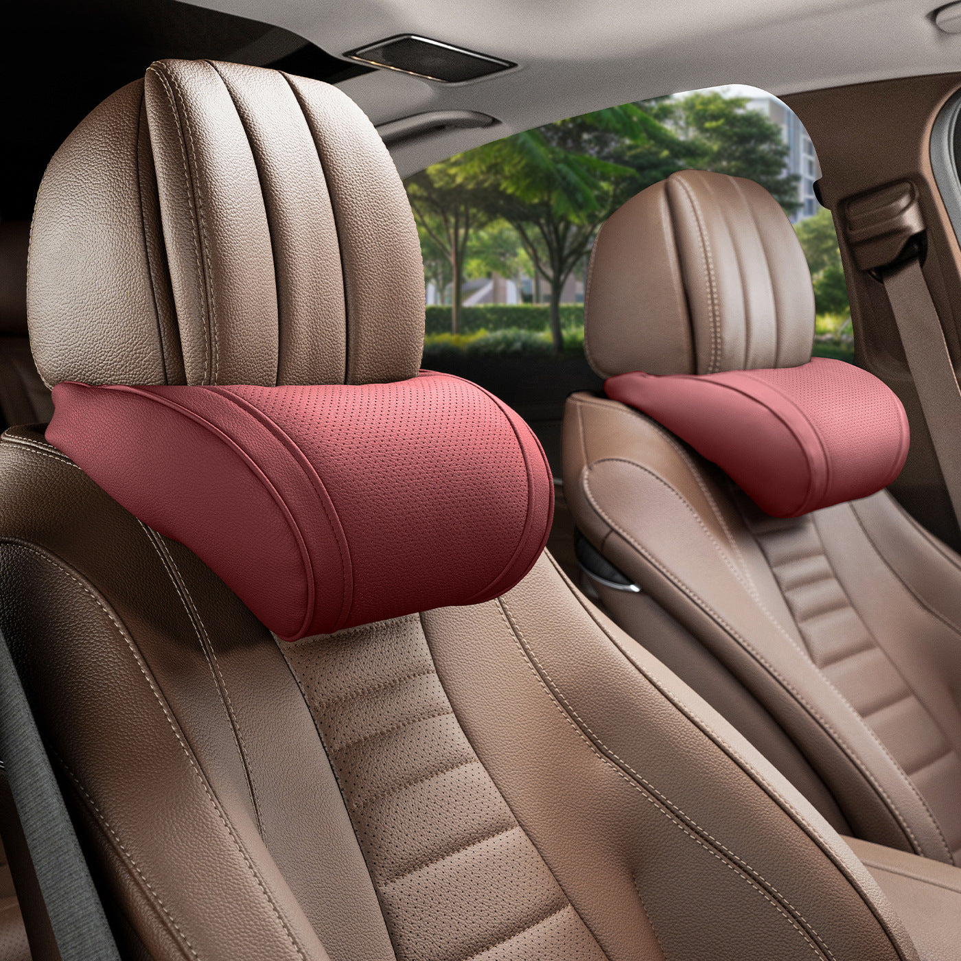 Luxury leather custom car headrest, car neck pillow, car seat lumbar cushion