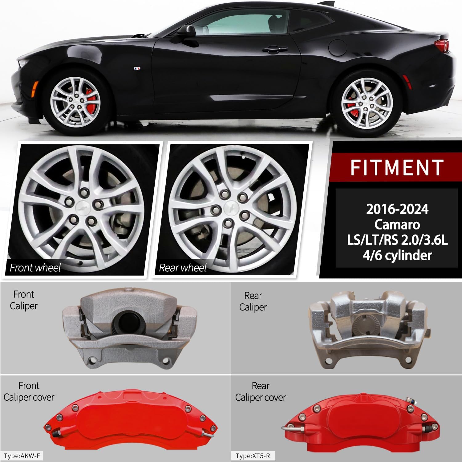 Automobile aluminum alloy caliper cover special car special buckle screw fixed caliper cover (4PCS)