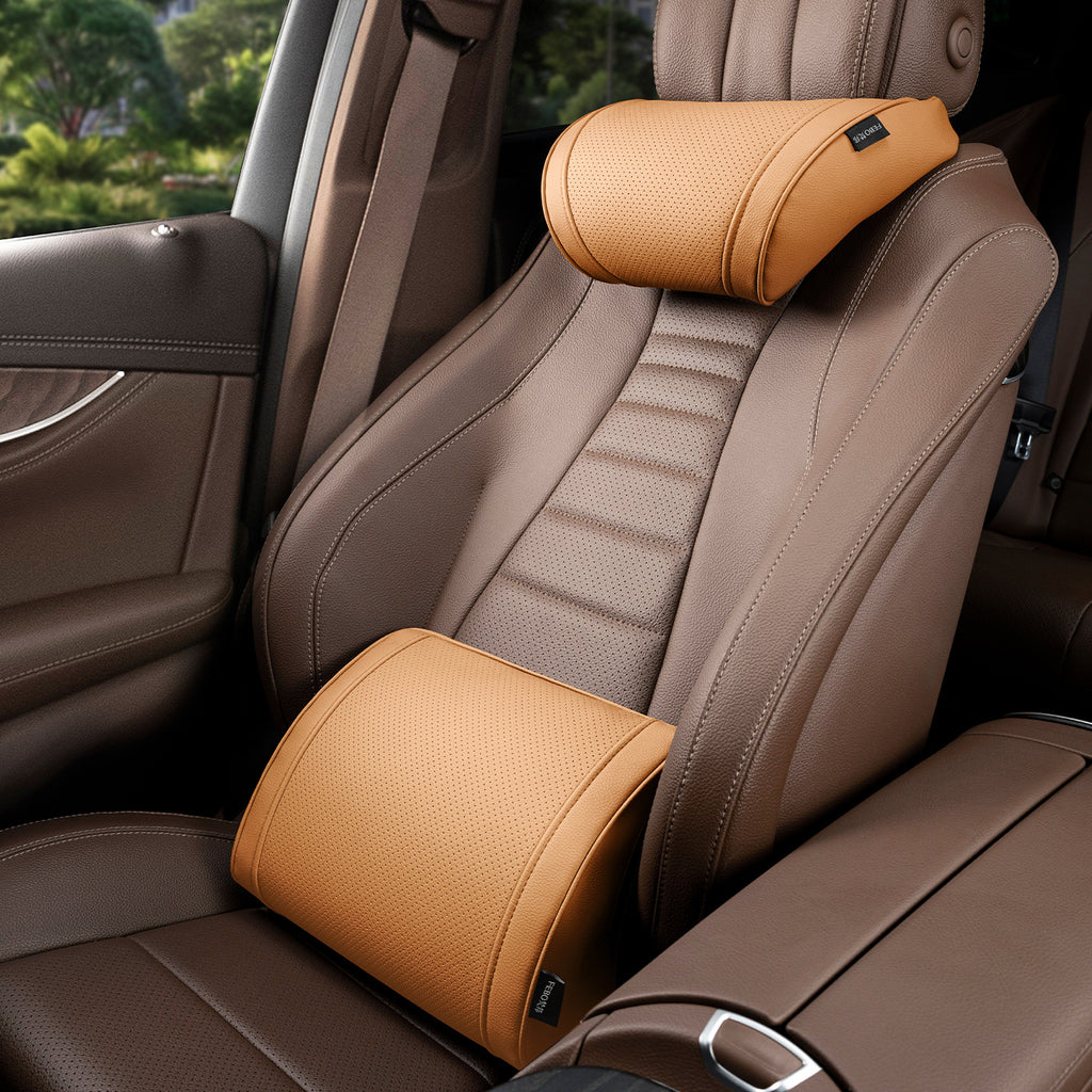 Luxury leather custom car headrest, car neck pillow, car seat lumbar cushion