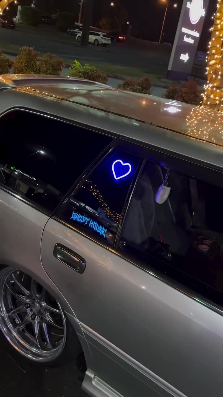 Car LED ambient light, triangular window light (blue heart pattern)