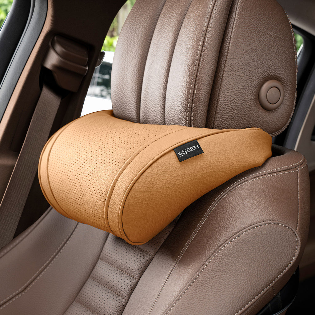 Luxury leather custom car headrest, car neck pillow, car seat lumbar cushion