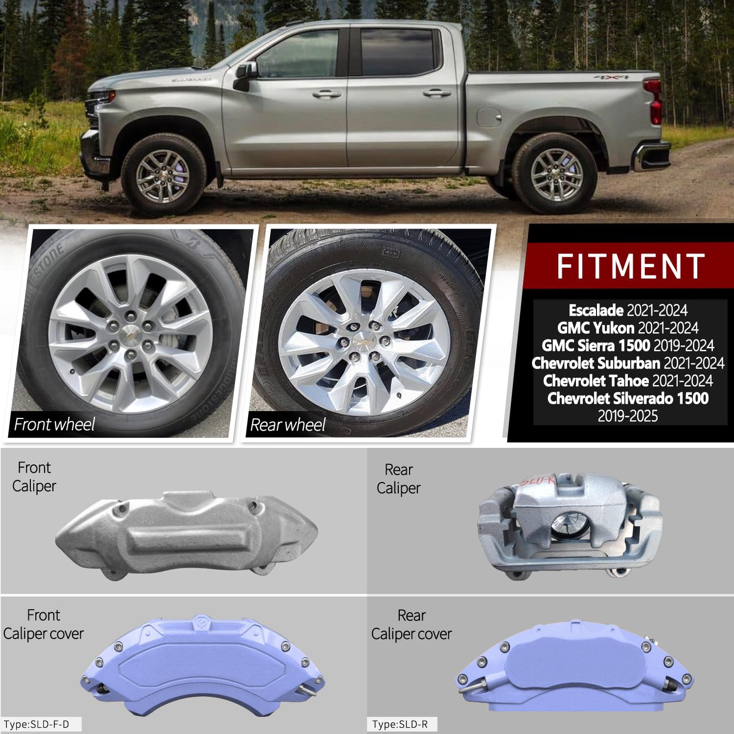 Car aluminum alloy special car special buckle screw fixed caliper cover (4PCS luxury upgrade version)