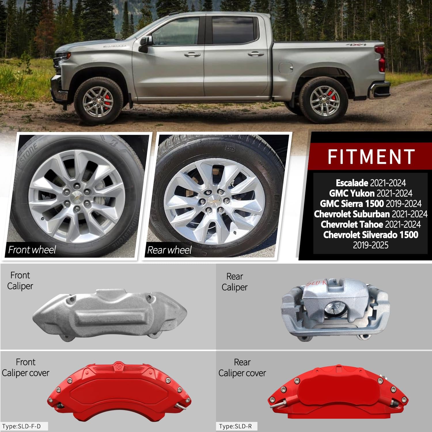 Car aluminum alloy special car special buckle screw fixed caliper cover (4PCS luxury upgrade version)