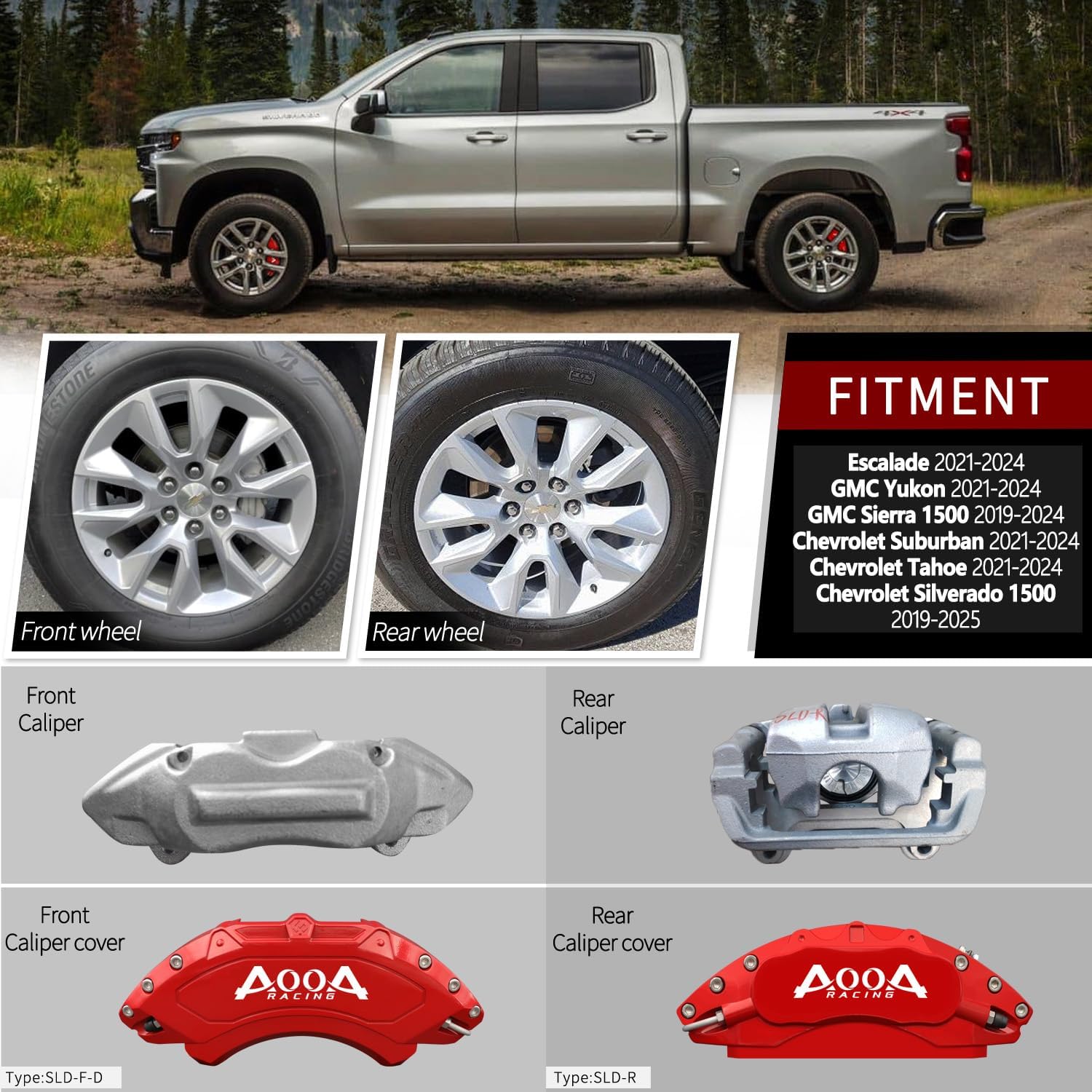 Car aluminum alloy special car special buckle screw fixed caliper cover (4PCS luxury upgrade version)