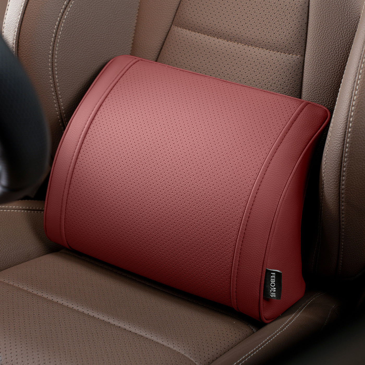 Luxury leather custom car headrest, car neck pillow, car seat lumbar cushion