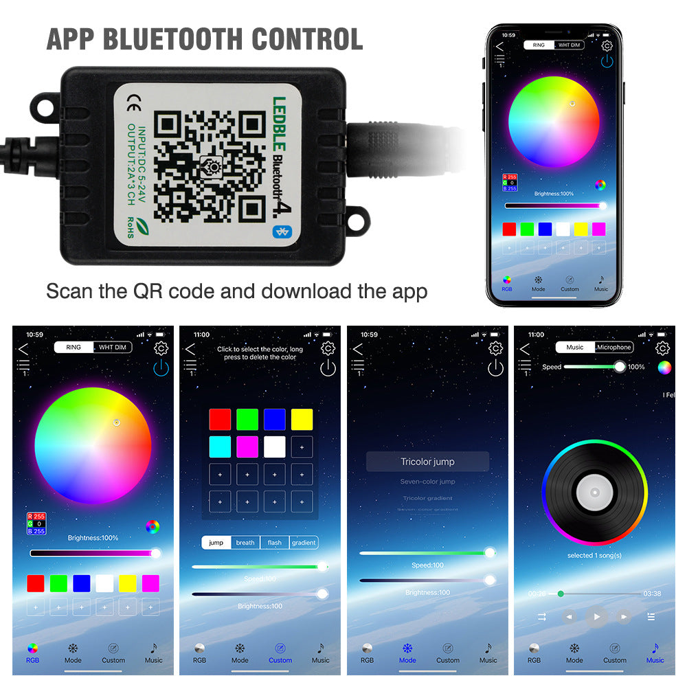 Car modification colorful voice-activated chassis lights