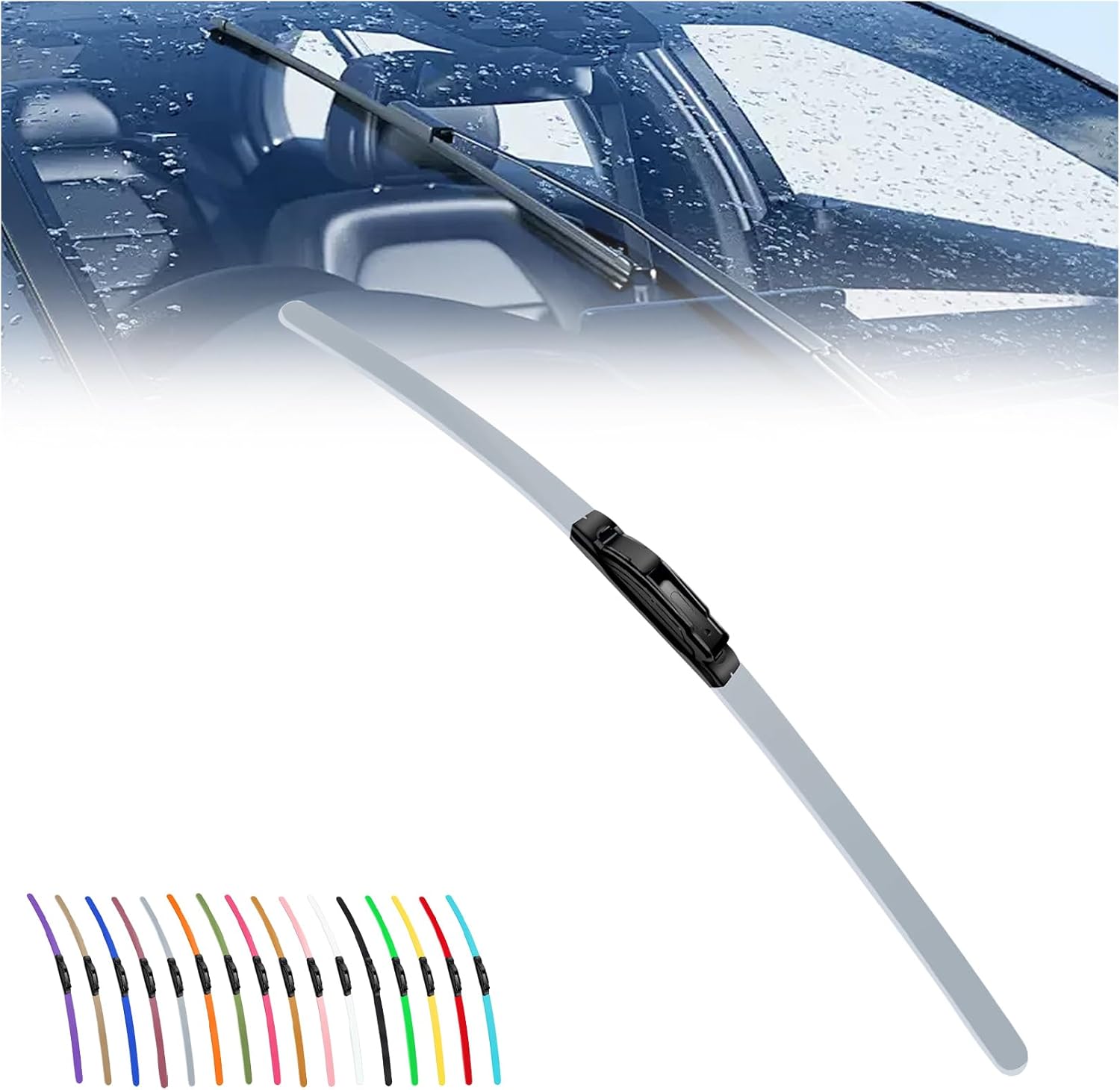 2025 New Colorful Boneless Silent Windshield Wipers  ,All Season Automotive Replacement Windshield Wipers Front Windshield Windshield Blade Window Wipers for Car