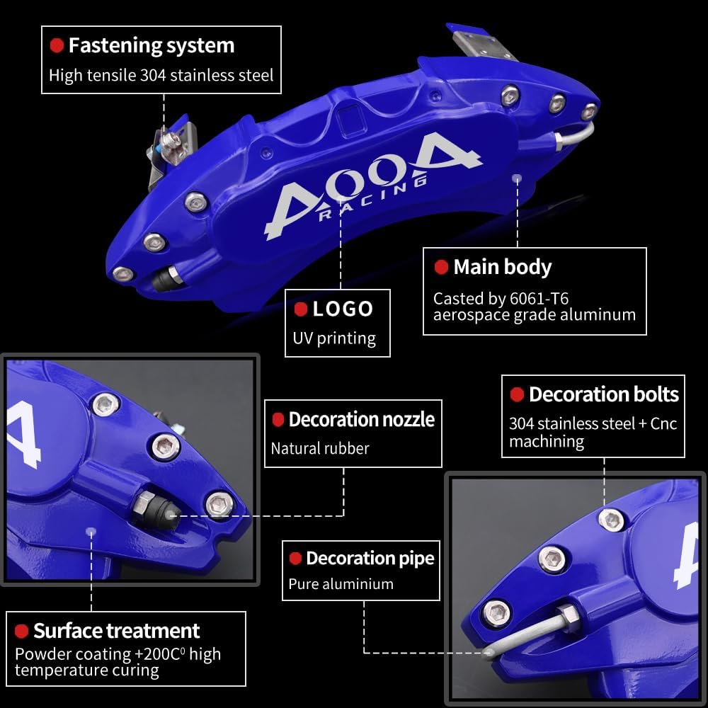 Car aluminum alloy special car special buckle screw fixed caliper cover (4PCS luxury upgrade version)