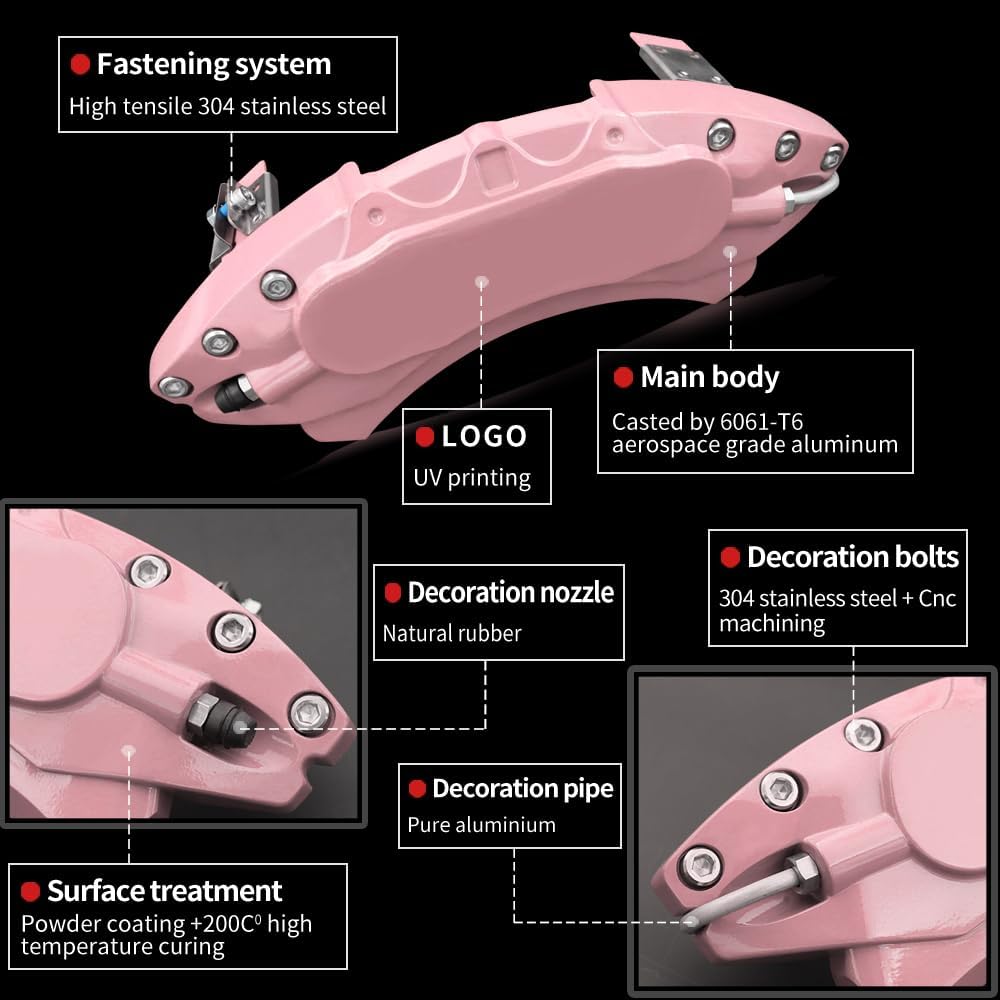 Car aluminum alloy special car special buckle screw fixed caliper cover (4PCS luxury upgrade version)