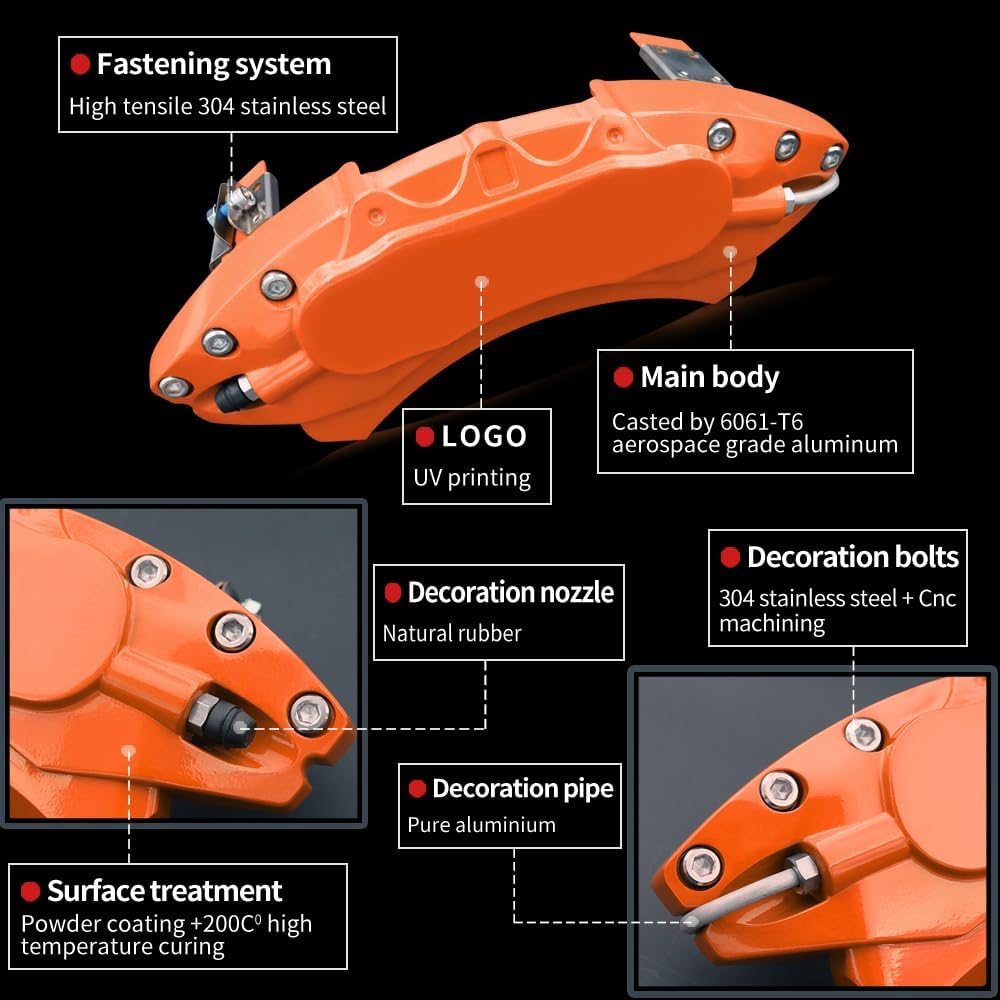 Car aluminum alloy special car special buckle screw fixed caliper cover (4PCS luxury upgrade version)