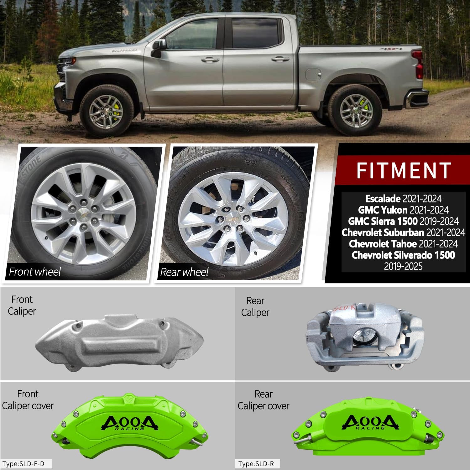 Car aluminum alloy special car special buckle screw fixed caliper cover (4PCS luxury upgrade version)