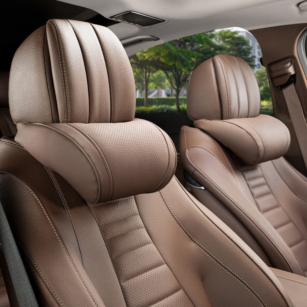 Luxury leather custom car headrest, car neck pillow, car seat lumbar cushion
