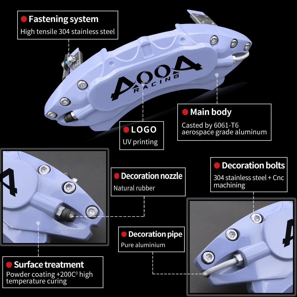 Car aluminum alloy special car special buckle screw fixed caliper cover (4PCS luxury upgrade version)