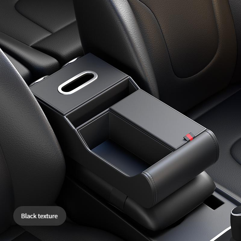 High-end car central armrest box storage box double capacity folding double cup holder car armrest box tissue box