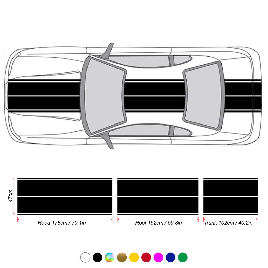 General 6-Pack Car Roof Decorative Hood Modification Decal