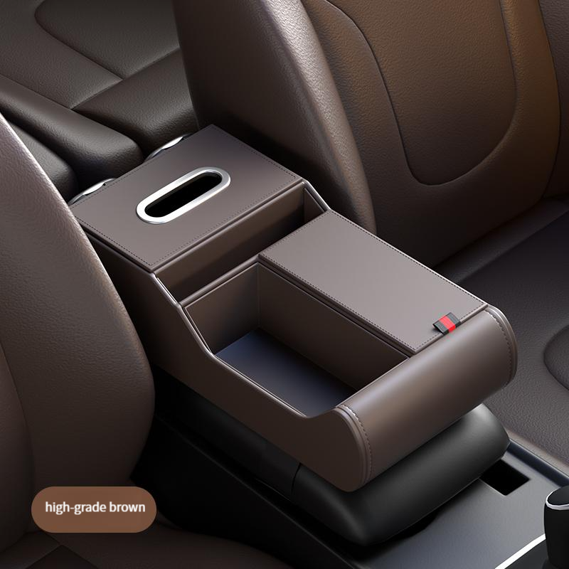 High-end car central armrest box storage box double capacity folding double cup holder car armrest box tissue box
