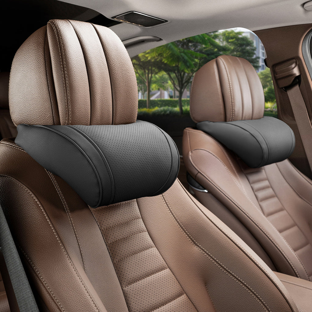 Luxury leather custom car headrest, car neck pillow, car seat lumbar cushion