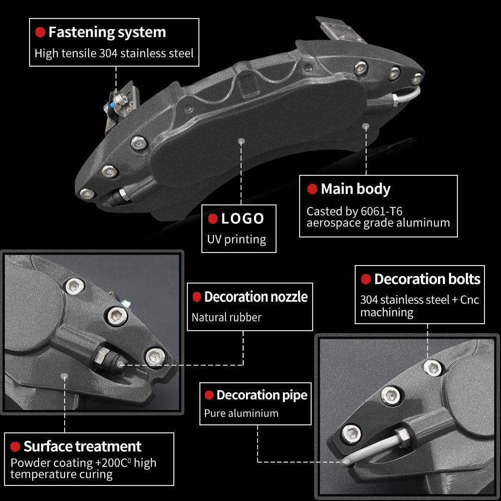 Car aluminum alloy special car special buckle screw fixed caliper cover (4PCS luxury upgrade version)