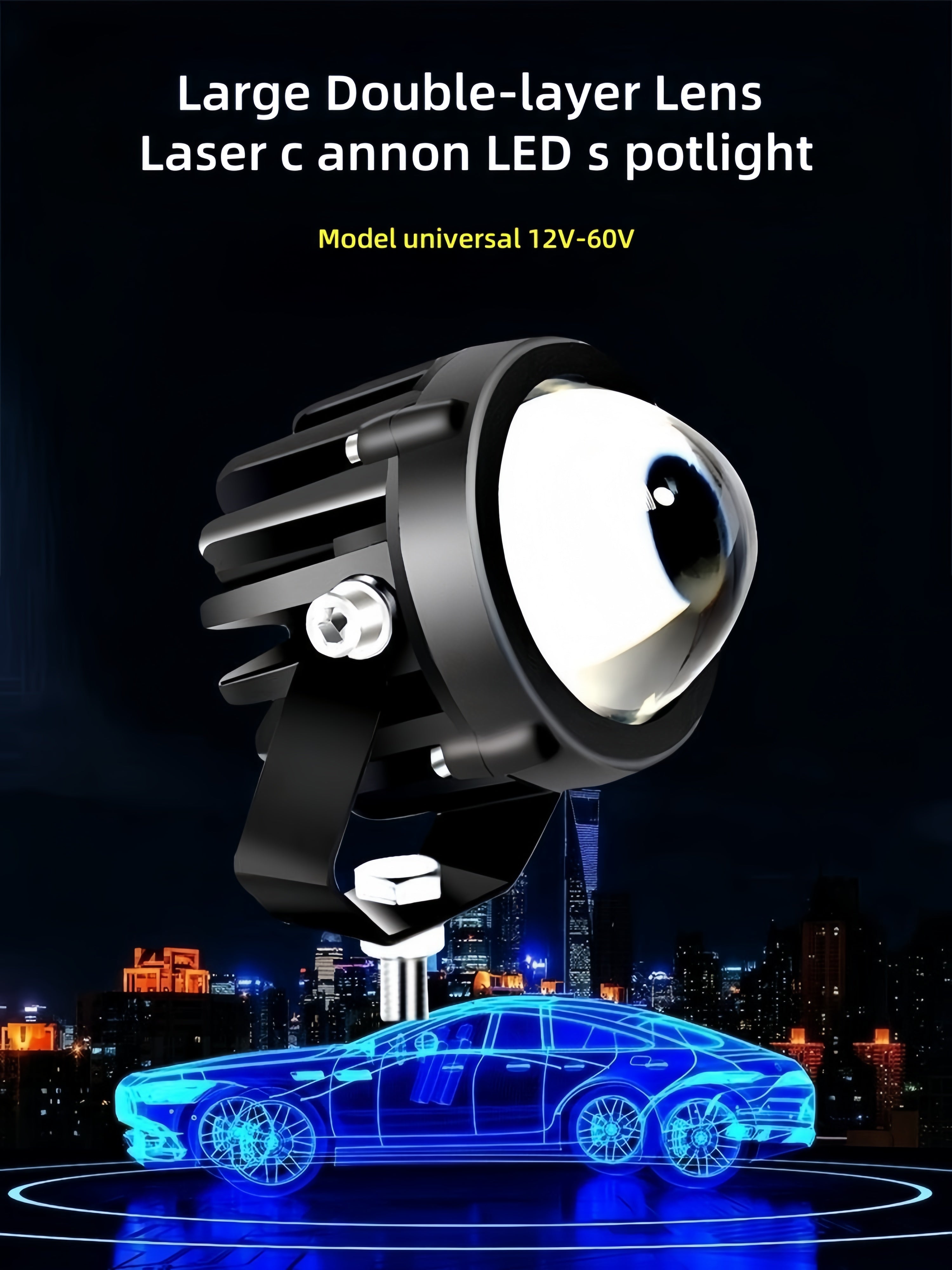 Car LED high beam laser large lens spotlight